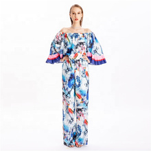 2020 New Design Womens Printed Off Shoulder Wide Leg Jumpsuits